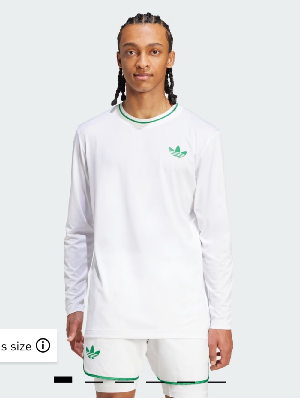 Adidas White Green Trefoil Tennis Pro Climacool Long Sleeve Tee, XL